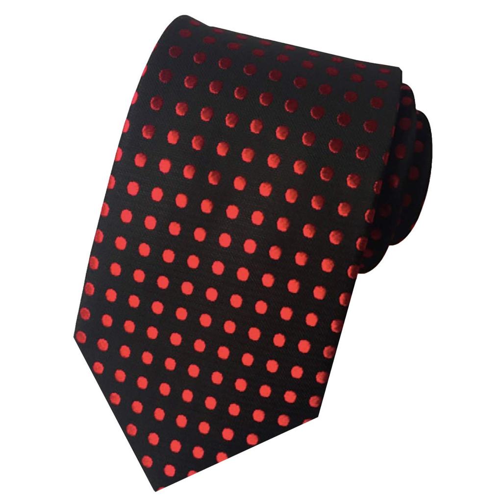 WHITE FANG Tie, Polka Dots and Solid Colors, Suit, Business, Casual, Popular, Stylish, Men's, NC022 (02: Red)