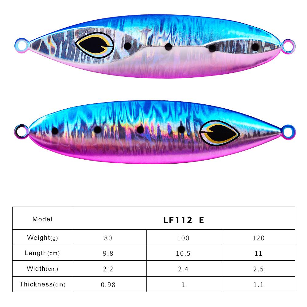 Saltwater Jigging Bait Fishing Lure 80G 100G 120G Long Cast Sea Fishing Metal Lead Slow Pitch Jigs