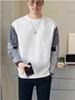 Autumn 2023 Men's British Style Round Neck Patchwork Sweatshirt
