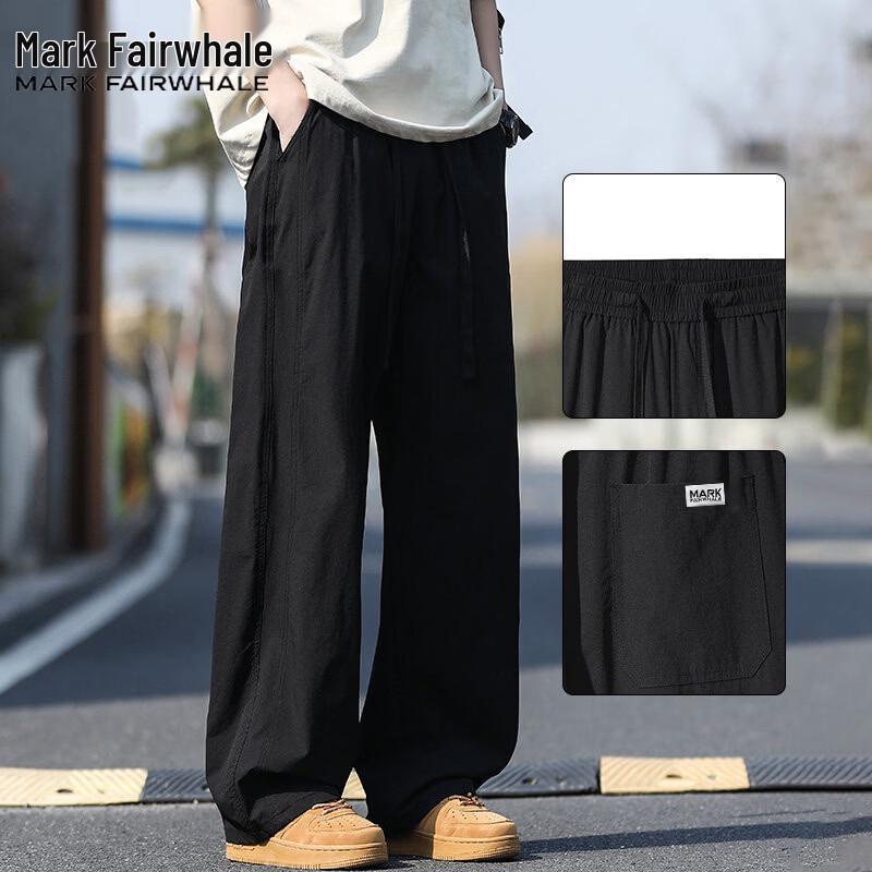 

Mark Fairwhale Men s Ice Silk Straight-Leg Casual Trousers S