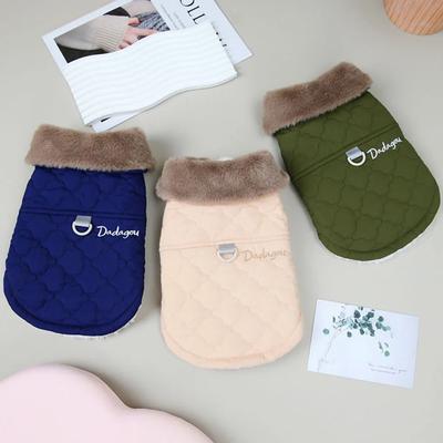 Luxury Fur Collar Coat for Dogs Thick Fleece Lined Puppy Clothes Parka for Small Dogs Faux Fox Fur Dog Jacket Winter Pet Clothes