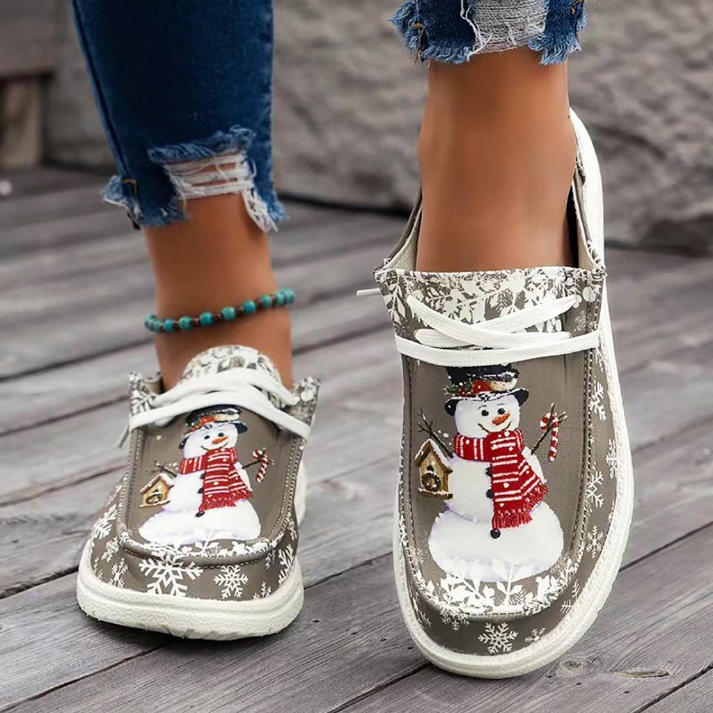 European and American Christmas snowman elf casual single shoes light large size shallow mouth new style