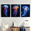 Abstrakte Farbe Fluoreszierendes Meerestier Qualle Poster Drucke Leinwandmalerei Wandkunst Bild Wohnzimmer Heimdekor