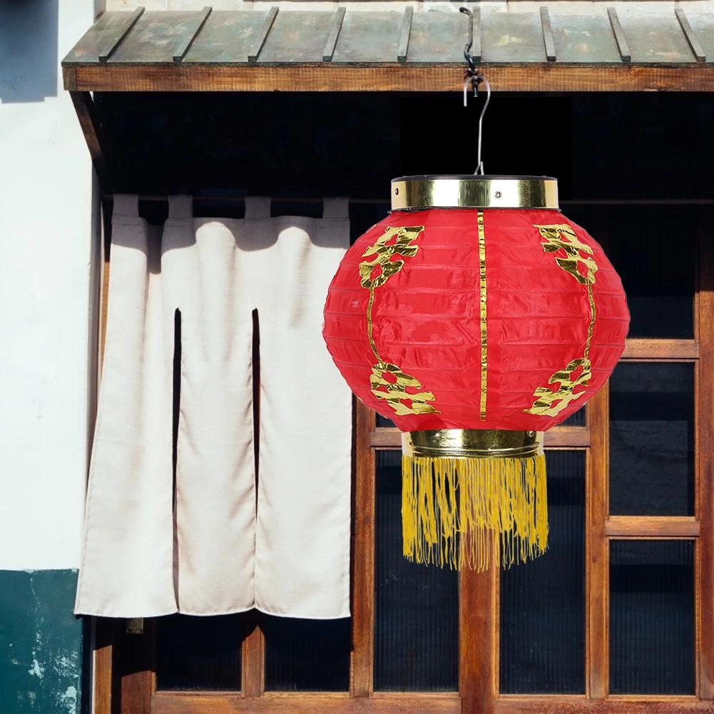 20CM Chinese Flocking Red Cloth Lantern Spring Festival Door Hanging Lamp Street Pendant for Traditional Outdoor Home Decoration