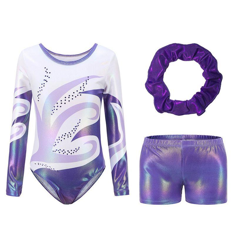 

Brethable Leotards For Girls Gymnastics Embroidery Glitter Tumbling Shorts Bottoms 5-12Y 8
