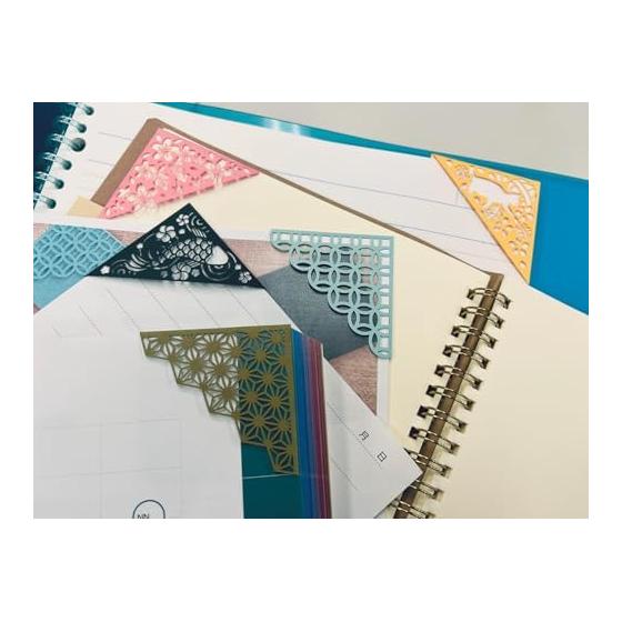 5-Piece Japanese Paper Cutting Bookmark Set: Koi, Shippo, Sakura, Asanoha, Cat