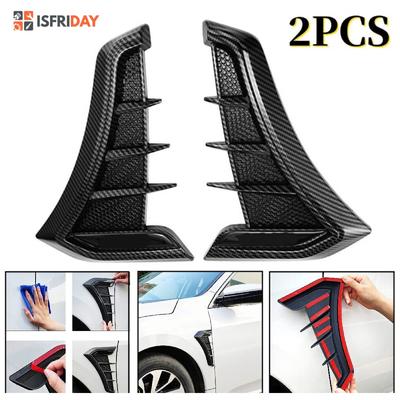 1 Par Preto Carbono Universal Grelha de Entrada de Ar para Saída de Ar Lateral de Para-lama de Carro Adesivo Cobertura Estilo Exterior de Carro