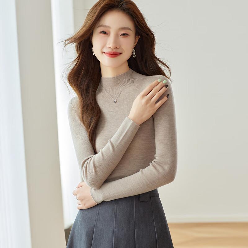 Srcr Women's Washable Pure Wool Slim Fit Knit Top