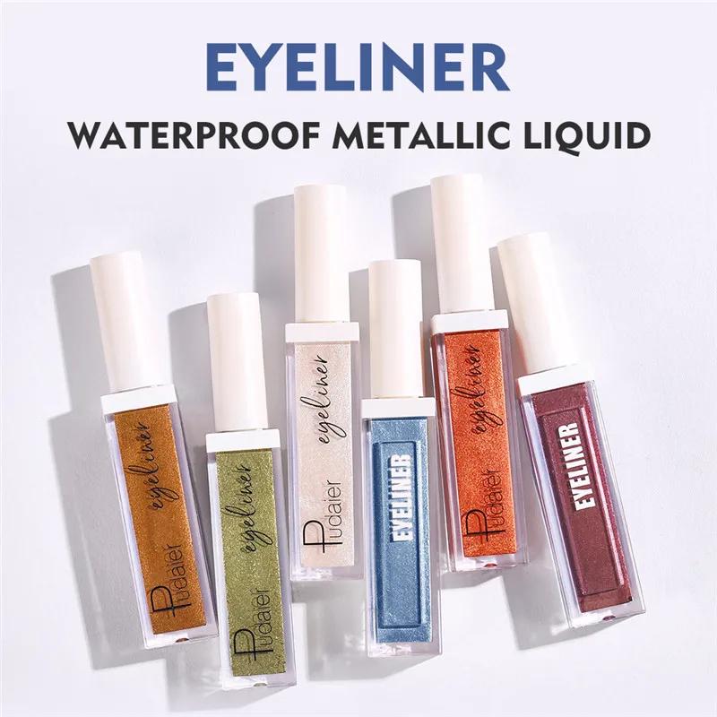 12 Colors Waterproof Metallic Liquid Eyeliner Long-lasting Green Gold Blue Sweatproof Quick-drying Eyeliner Pencil Eyes Makeup