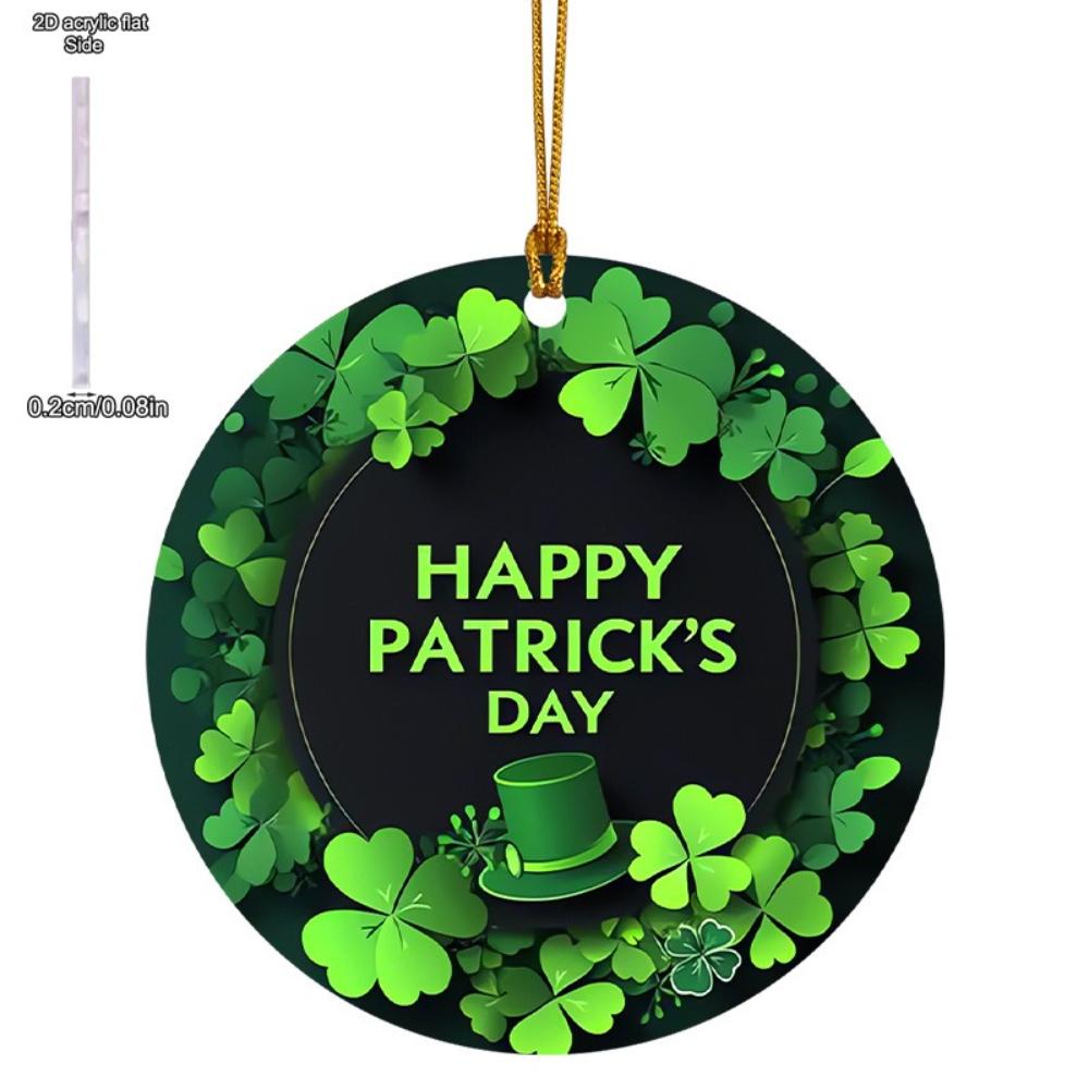 Happy St. Patrick s Day Ornament, Green Leprechaun Hat & Lucky Shamrock Clover Sign Ornament, Lucky Irish Shamrock Gift 8*8cm