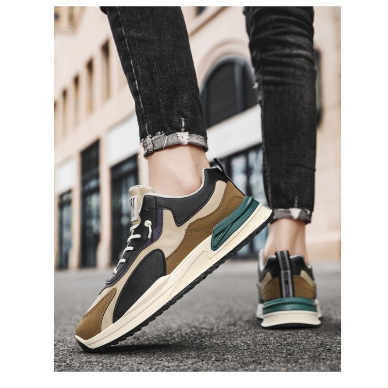 Spring Agassi-style Dad Shoes for Men, Hong Kong Style Casual Running Shoes, Trendy Height-increasing Sports Shoes for Men.