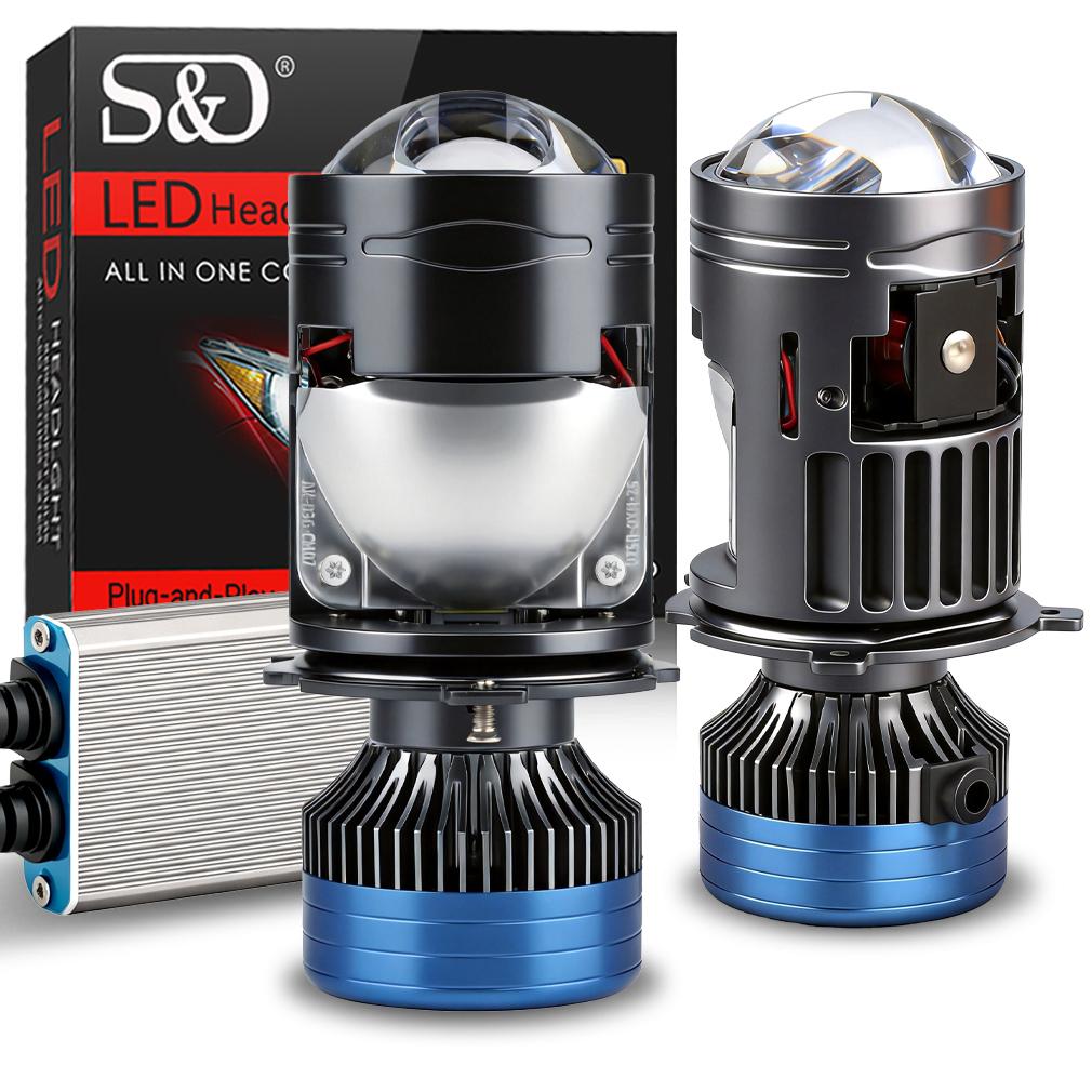 2Pcs Bi-LED H4 Projector Lens Headlight 180W 180000Lm for Car/Motor Lights CANBUS Dual High Low Beam Solenoid Auto Bulbs Turbo Fan Sharp Cutoff Lamp