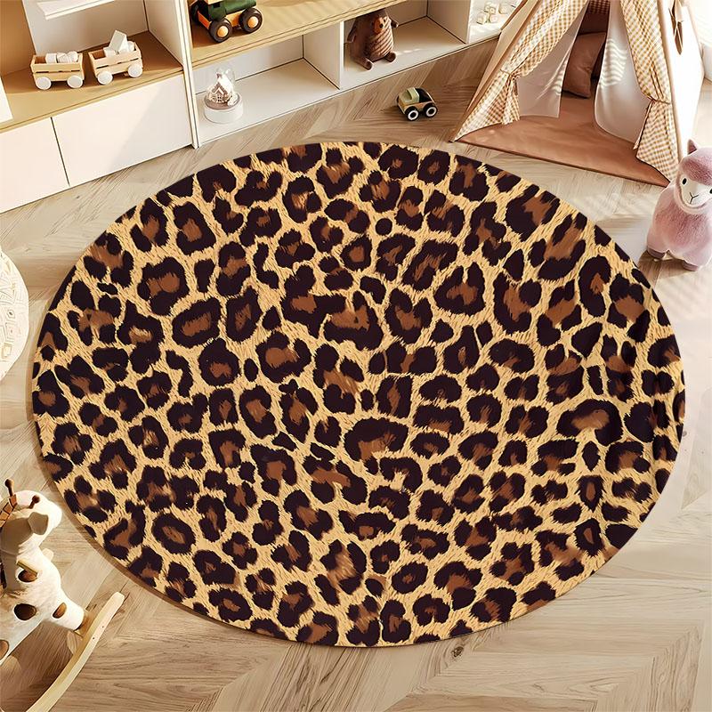 Leopard Print Round Rug for Stylish Living Rooms Round Carpet for Home Sofa Bedroom, Gift