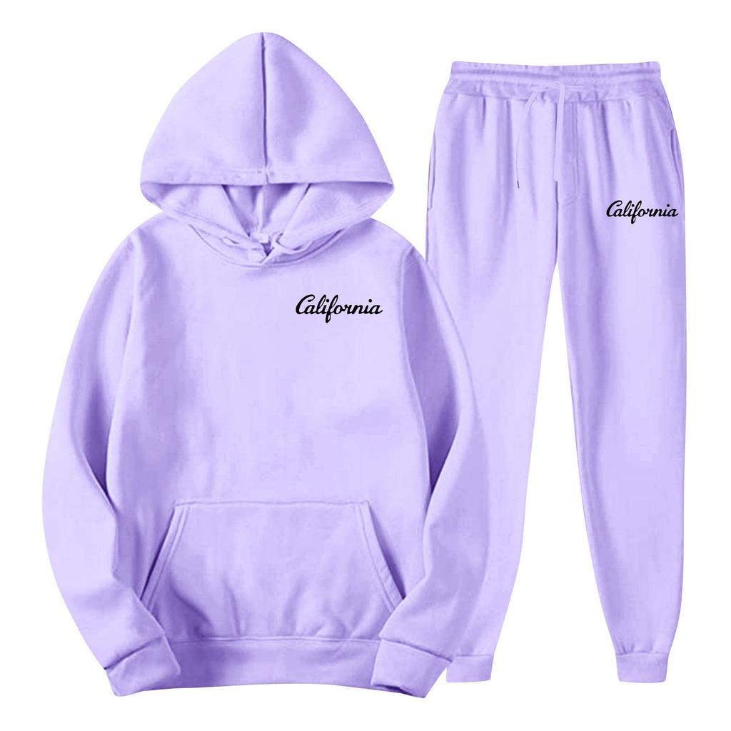 Heren Lente en Herfst Effen Kleur Pak met Capuchon Trui Pak Trend Casual Sport Twee Delig Pak