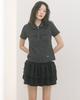 HAVISM Round Collar Shirring S/S Tee(Dot Black)