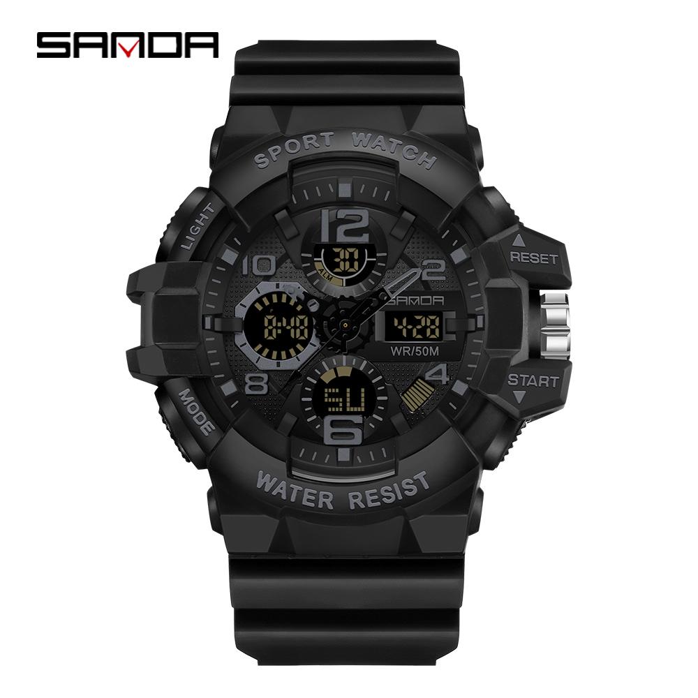 Fashion SANDA 3168 Luxury G-Type Military Men's Watch Digital Sports Multi Functional Waterproof Men's Electronic Watch