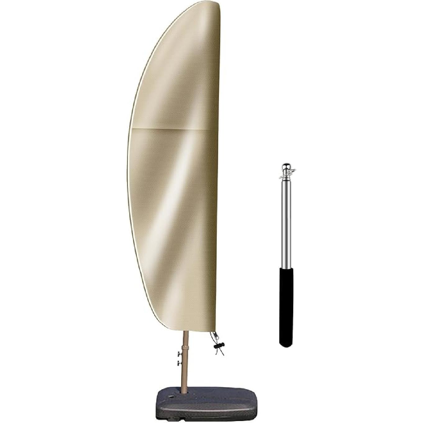 Чехлы для консольных зонтов для патио, для использования на открытом воздухе: Водонепроницаемый чехол для зонта с боковой стойкой, стиль  Банан , с молнией, подходит для 9-14 футов, Черный Fit for 9-14 feet market хаки