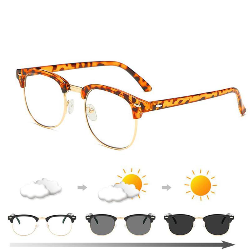 1.56 Aspheric Green Film Sun Photochromic Prescription Eyeglasses Anti Blue Light Nearsighted Glasses Diopter -0.5 -1 To -6.0