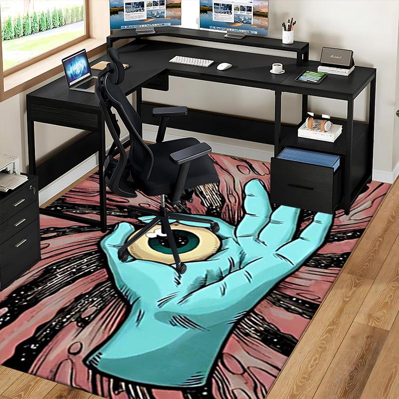 1pc Anime Cartoon Design Ok Hand Eye Office Chair Mat Non-Slip Carpet for Home Decor, Suitable for All Seasons, Fits Office and Gaming Room.A078