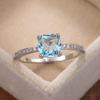 High-End Sapphire Zircon Diamond Ring: Elegant Square Design for European & American Engagements