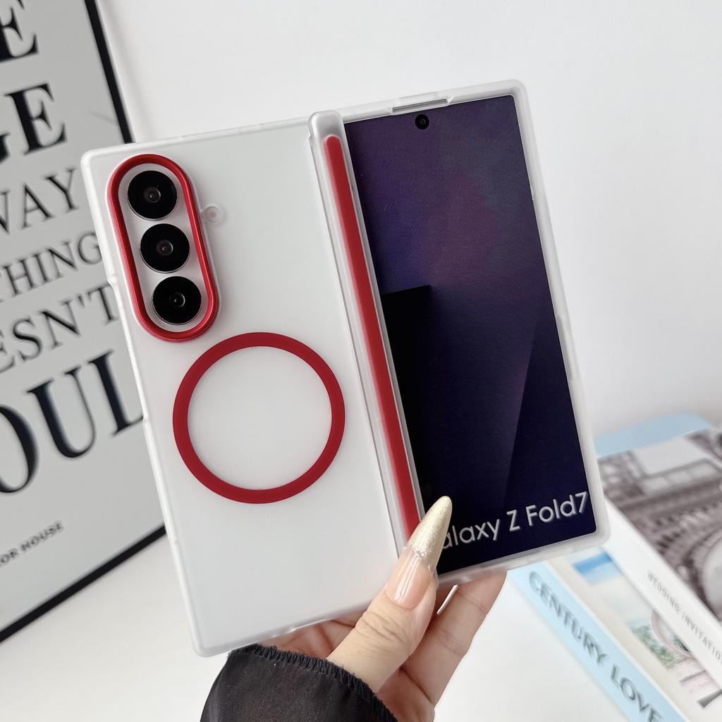 Magnetic Phone Cover for Samsung Galaxy Z Fold8 Ultra Fold 8 7 6 5 Case Bumper for Magsafe Front Matte Frame Hinge Protection