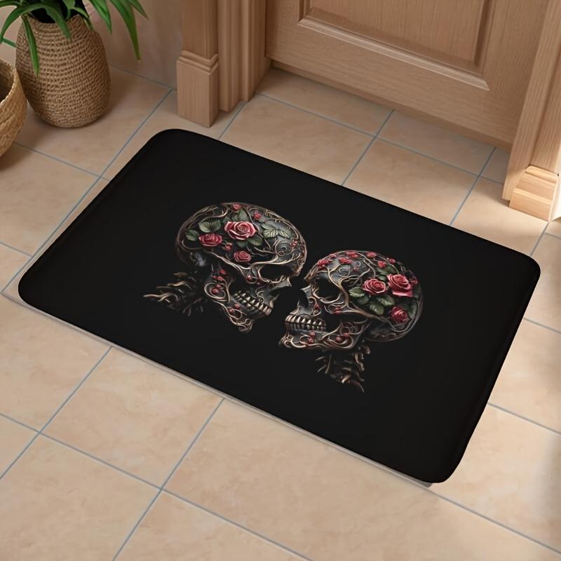 1PC Halloween skull Kitchen Rug Non-Slip Door Mat Pop design Bathroom Rug Bath Mat Carpet for Home Sink Laundry Decor