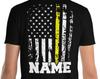 Dispatcher Shirt Name Personalized Distressed USA Flag Dispatcher Gift Thin Yellow Line 911 T-Shirt American Flag Customized Dispatcher Gift