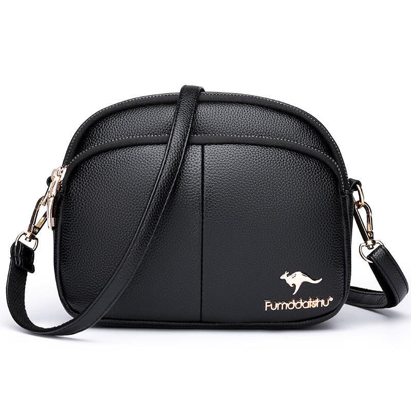 Sufficient soft leather splicing three-layer women's small bags diagonal span bags are all simple trendy shopping bags