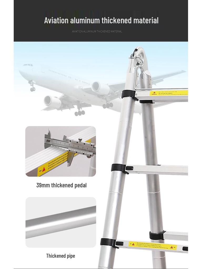 Aluminum Alloy Multifunctional Folding Ladder: Portable, Thickened, and Telescopic Herringbone Design