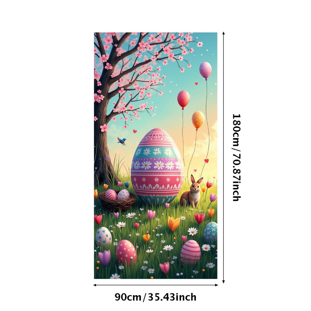 Bunny Backdrop Fabric Party Supplies Easter Banner Lightweight Photography Props For Indoor Spring Decorations Kids