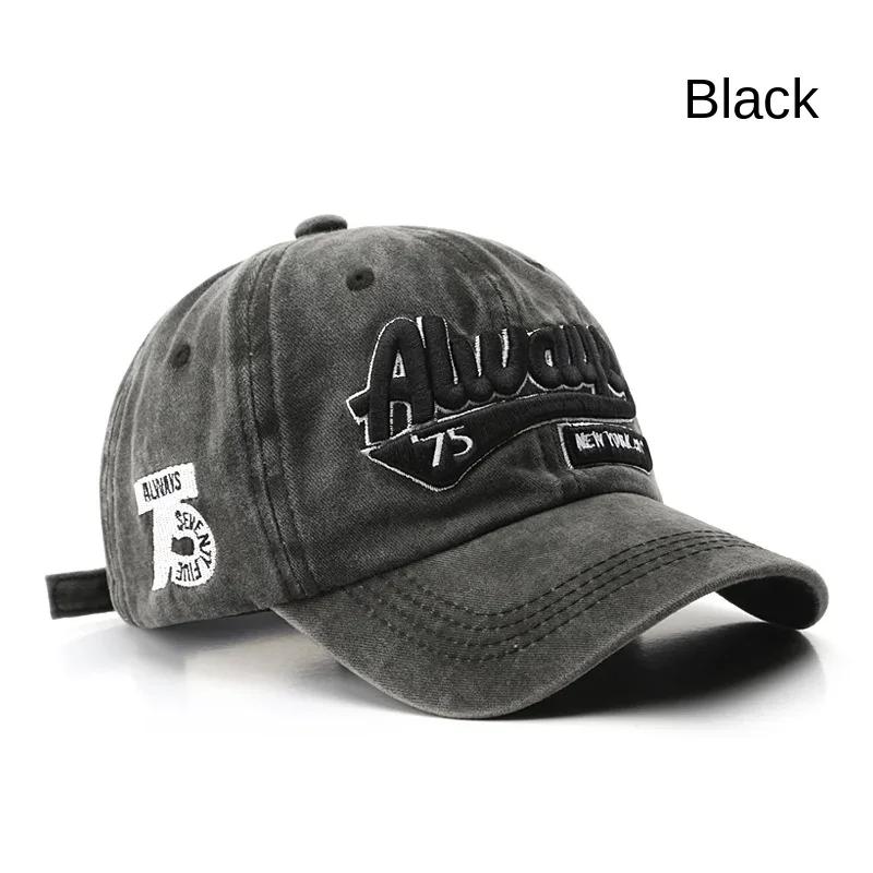 Spring/Summer Unisex Cotton Baseball Cap Vintage Washed with Alphabet  ALWAYS Embroidery - Hip-Hop Inspired Snapback Design