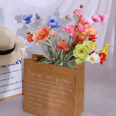 Kunstbloemen Klaprozen Prachtige Zijde Papaver Rhoeas Bevlokte Steel Bruiloft Vakantie Bruidsboeket Fotografie