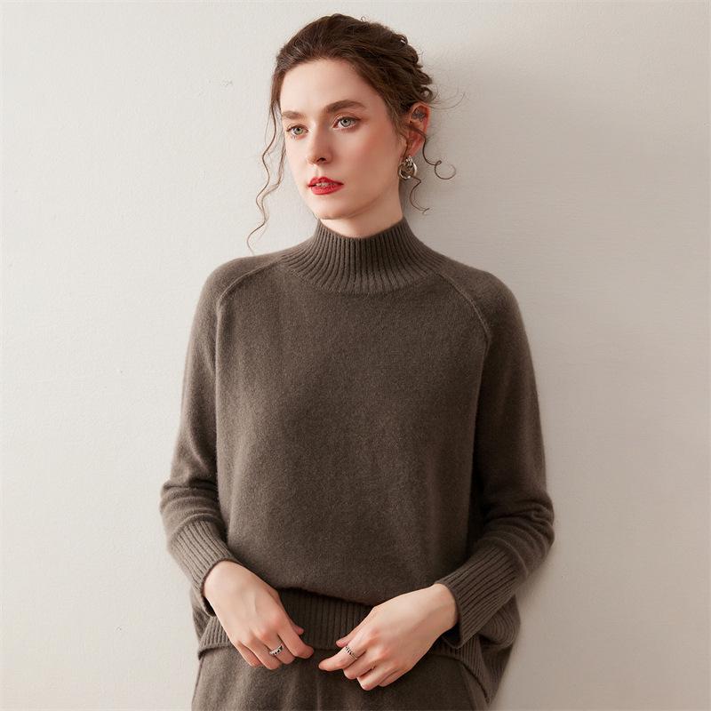 2025 Autumn/Winter Women's Cashmere High Neck Base Layer Sweater - Loose, Comfortable & Stylish Design
