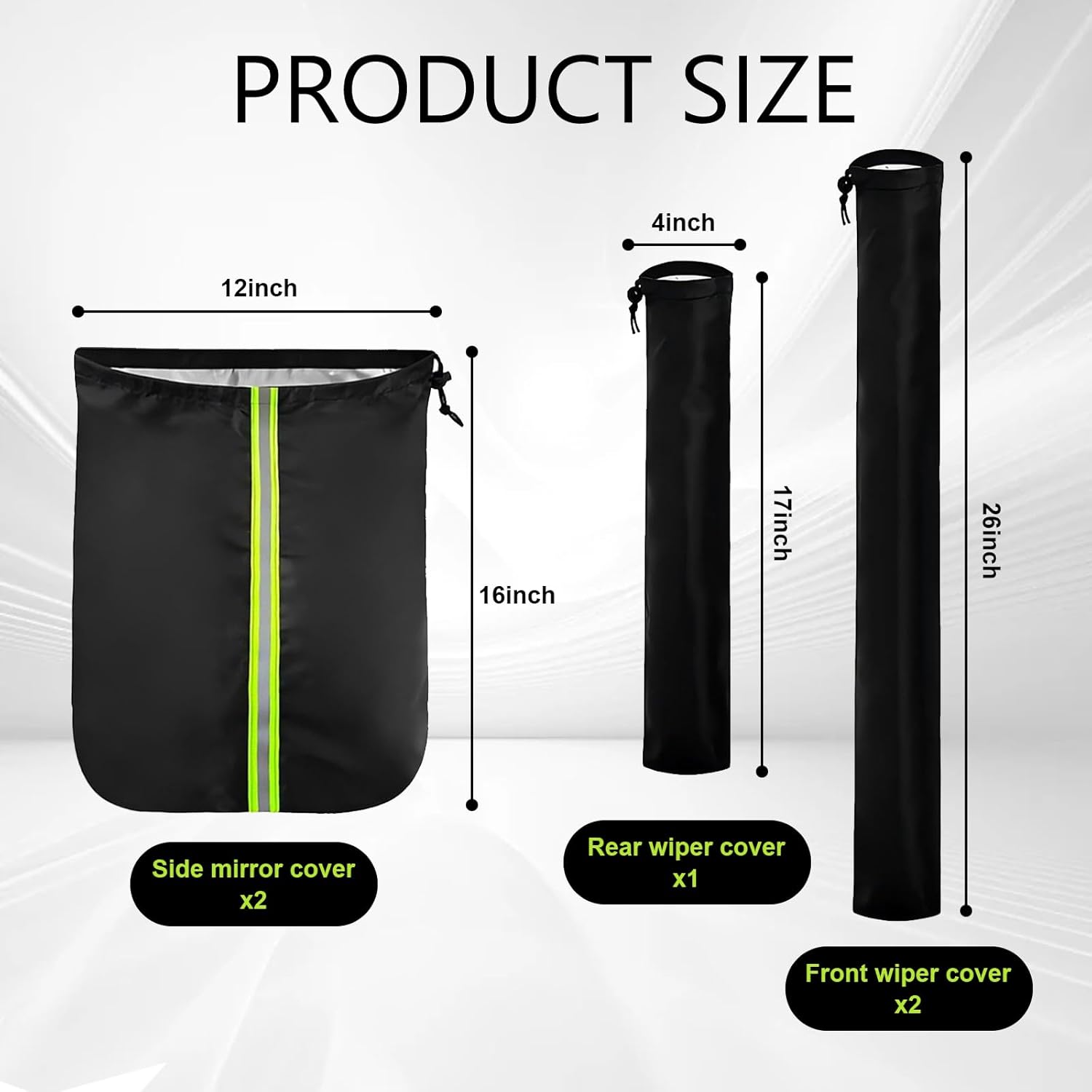 

5 PCS Car Mirror Covers and Windshield Wiper Covers, Rearview Mirror Wiper Snow Covers Dust and Frost Protectors, Car Exterior Protection
