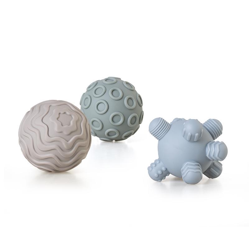 Soft Rubber Baby Hand-Grip Ball, Building Blocks & Stacking Rings Toy Set