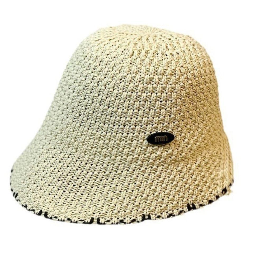 Woven Bucket Hat Acrylic Fiber Fisherman Hat Fashion Beach Sun Hat  for Women