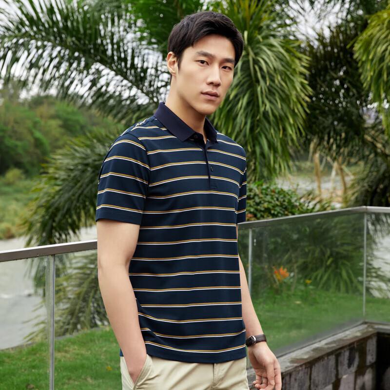 YOUNGOR Men s Summer Business Casual Striped Polo Shirt L