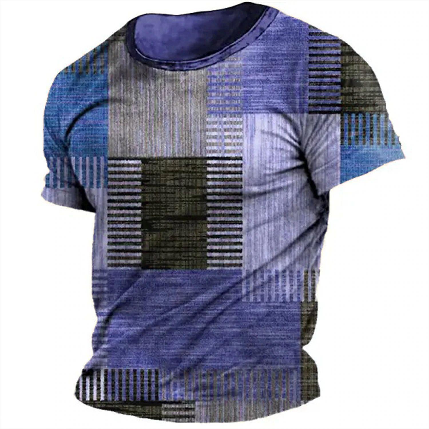 

Винтажный клетчатый принт мужская футболка летняя повседневная толстовка с круглым вырезом свободный джерси короткий рукав дешевые футболки повседневная мужская одежда 4XL