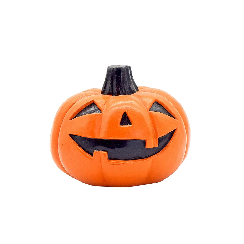 Halloween Pumpkin Decoration with Face, Funny Figurine for Shelf, Table and Party Display