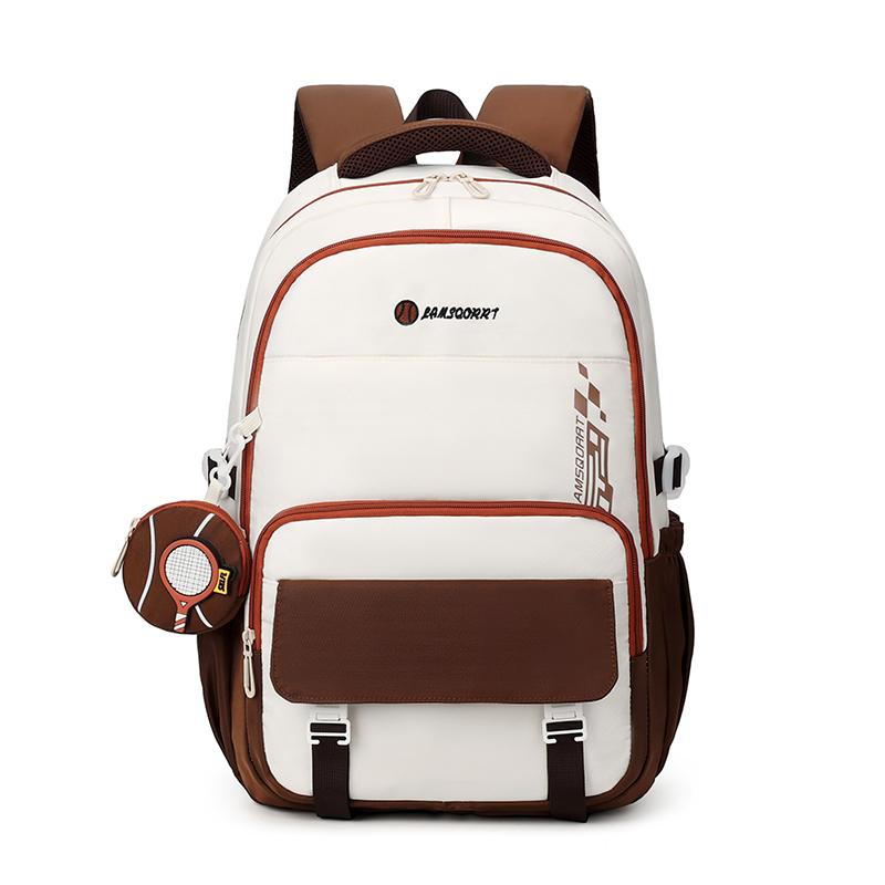 Junior High School Student Schoolbag Men's Large Capacity Backpack Color Block Backpack with Coin Purse