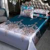 3 Pcs Luxury Linen Bed Sheet Home Bedding Decoration Machine Washable Smooth Bed Sheet Set Queen King Size with Pillowcases
