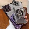 Luxury Glitter Holder Bracket Case For iPhone 17 Air 16 15 14 13 12 11 Pro Max 16 Plus Stand Shockproof Clear Soft Back Cover