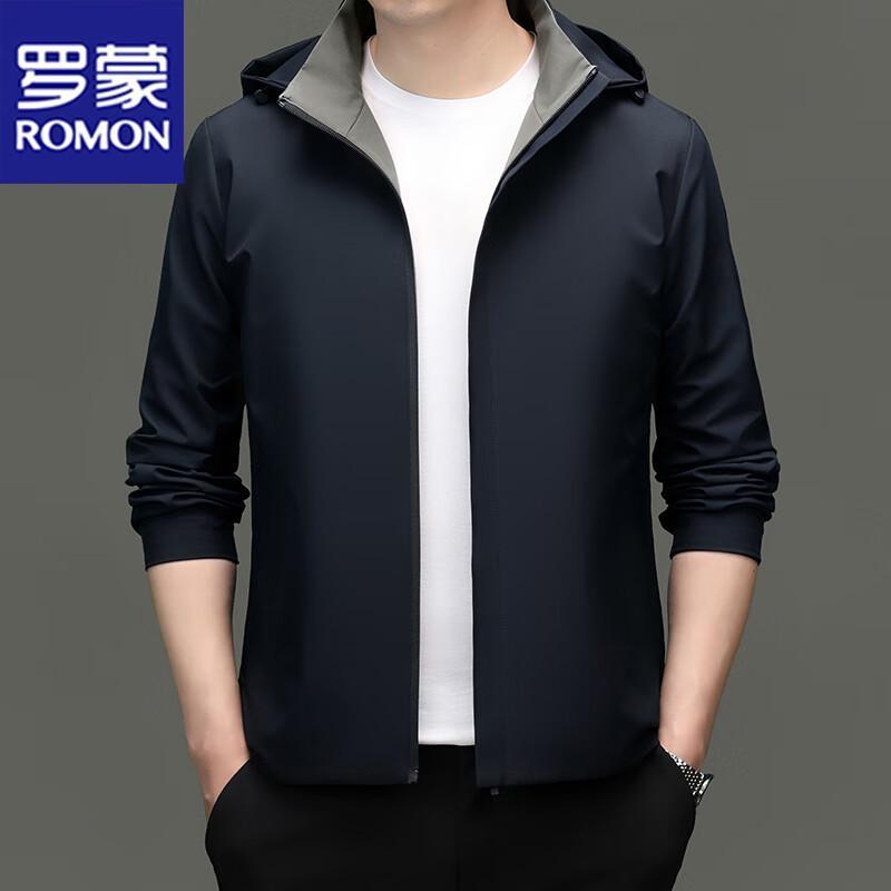 ROMON Men's Business Casual Hooded Jacket
