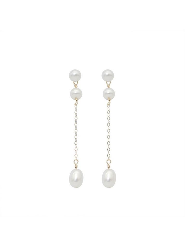 Ölgemälde Mädchen Retro Sanftes Temperament Elegant Süßwasserperle Lange Handgefertigte Steckerohrringe 925 Silber Nadelohrringe