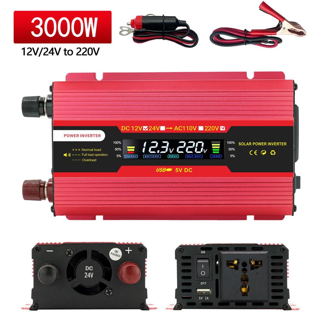 4000W Digital Car Power Inverter 12V/24V to 110V/220V