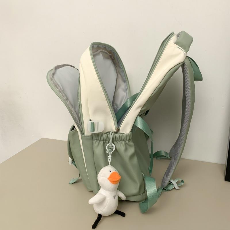 Schoolbag New Student School Bag Girls Anti-splashing Backpack Premium Contrast Color Nylon Middle School Student Backpack