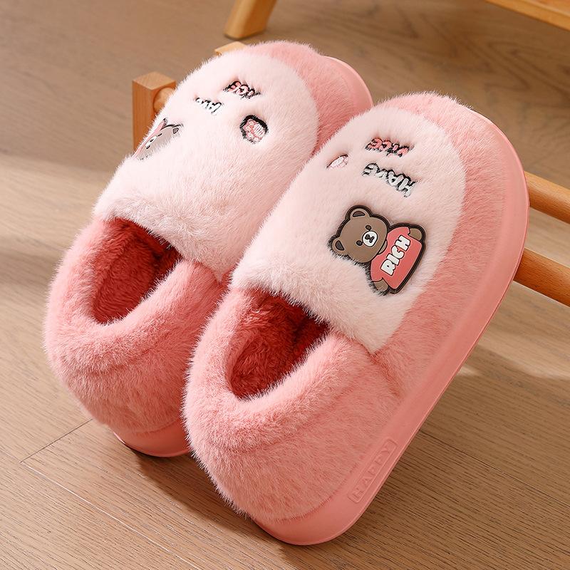 Soft cotton slippers thick-soled household winter indoor warm cotton shoes home wool slippers outer wear winter