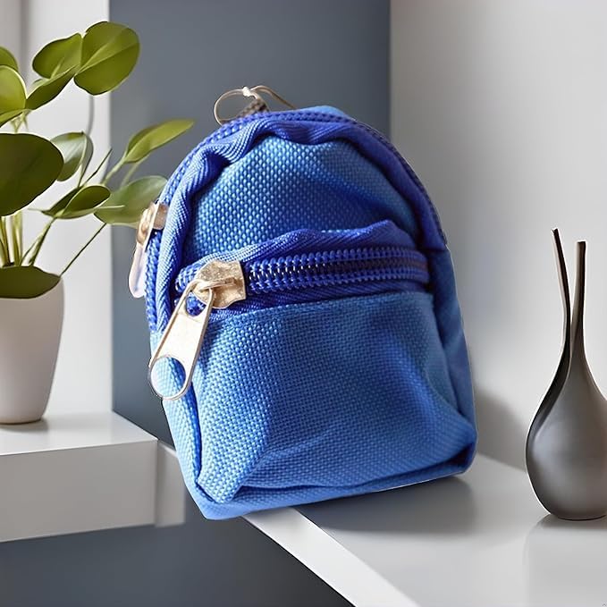Blue Mini Doll Backpack School Bag Model Dollhouse School Accessory Scale Dollhouse Decoration Simulation Mini School Bag Model Dollhouse 1 1/6