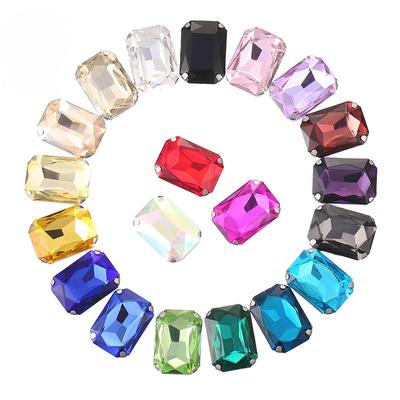 10*14mm 20pz/lotto Alta Qualità Rettangolari Ottagonali con Artigli Trapano Argentati Popolari Multicolore Strass Vetro Perle Sfuse Artigianato Fai da Te
