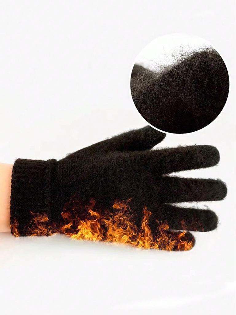 Winter Knitted Gloves Outdoor Cycling Sport Warm Glove Full Fingers Thickness Non-slip Touch Screen Gloves For Running Hiking